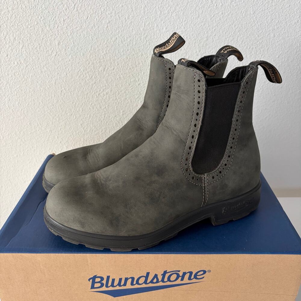 Blundstone Rustic Black Brogue Leather Chelsea Boots (AU 5.5) 1630